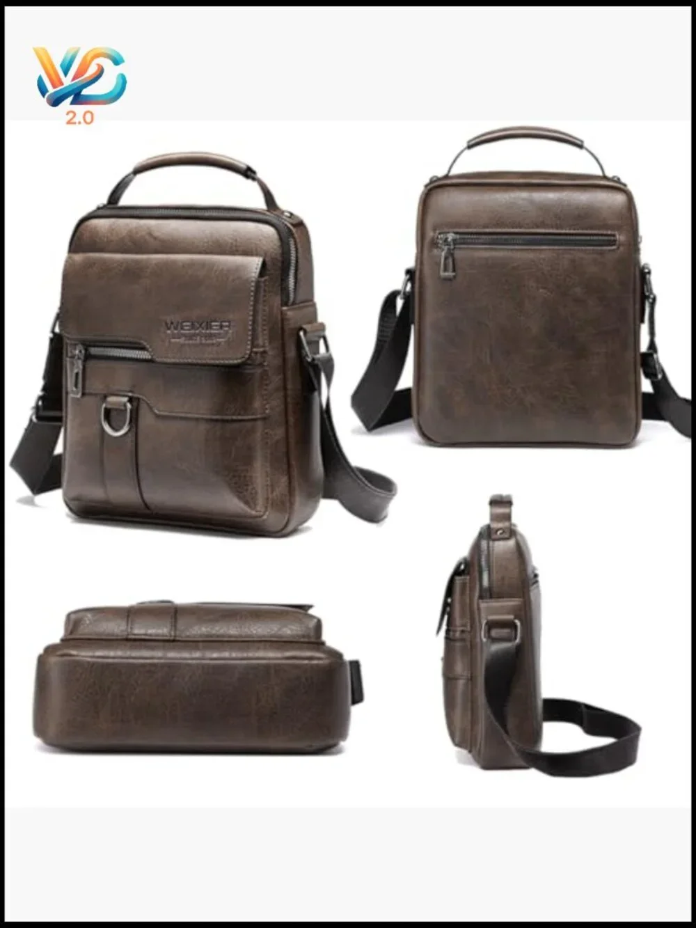Messenger Bag for Men Crossbody Shoulder Purse Vintage PU Leather Satchel Pouch